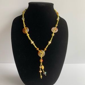 Yellow and Brown  Round beaded Handmade Necklace
